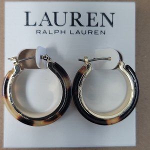 Ralph Lauren Women’s Gold-Tone Tortoise-Look Hoop Earrings